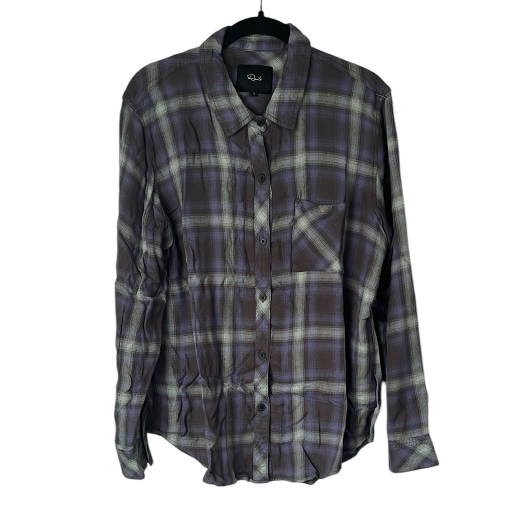Rails Hunter Plaid Button Down Top Mint Ash Blue - Picture 2 of 5
